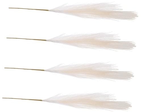 PRETYZOOM 4 Stück Künstliches Pampasgras aus Panflechten Pflegeleicht und Vielseitig Beige Dekoration für Landhausstil und Hochzeitsarrangements