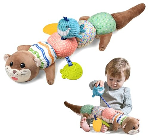 TUMAMA KIDS Weiche sensorische Spielzeug Baby 0 3 6 Monate, Otter Spielzeug für Baby ab 6 Monate, Otter Plüsch Spielzeug mit Beißringe, Geschenk für Kleinkind Jungen Mädchen