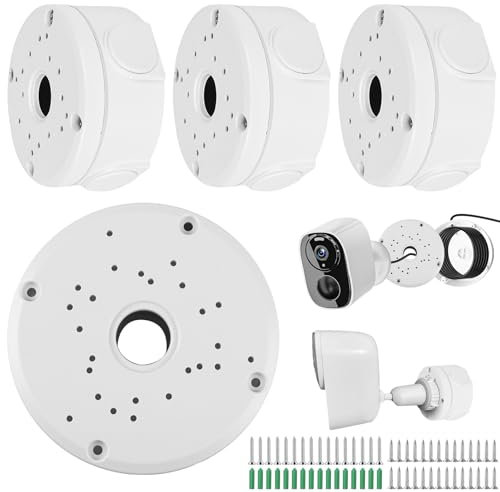 4 Pcs Camera Junction Box: Waterproof Junction Box for Security Camera, Junction Box for Bullet Surveillance Camera, ABS Plastic Junction Box, Universal Junction Box Security Cameras