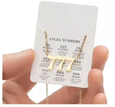 Halsketten mit Engelszahlen aus Edelstahl 111 222 333 444 555 666 777 888 999 – Gold 777
