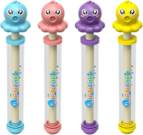 4 Stück Romantische Feuerwerks Wasserpistole Spritzpistolen, Kreative Auszieh Wasserspritzpistole Wasser Spielzeug Sommer SchwimmbadStrandparty Geschenke, Schießen Auf Große Entfernung, 27x7cm