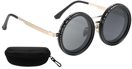 VIVIWI Runde polarisierte Brille, verstellbar, dimmbar, Sonnenbrille, Outdoor, Angeln, Brille für Strand und Outdoor-Aktivitäten, langlebig