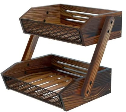 SDA287MZ Cesta de Frutas Frutero de 2 Niveles, Organizador de Cocina for encimera, Soporte for Verduras Fruteros de Cocina