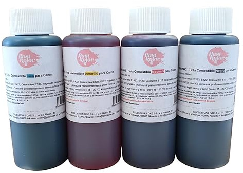 PACK 4 BOTES DE RECARGA TINTA COMESTIBLE PASTKOLOR - 100 ML