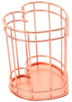 FUNOMOCYA Herzförmiger Metall Stifthalter Kreativer Organizer für Stifte und Kosmetikpinsel Rose Gold für Schreibtisch und Make Up Aufbewahrung Stilvolles Design für Zuhause