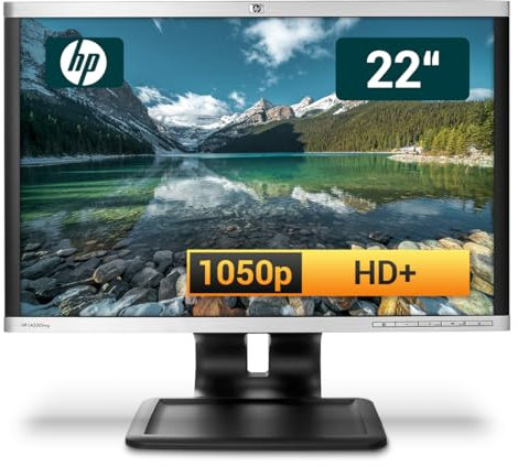 HP Compaq LA2205WG 22 Zoll Business Computer Monitor, Desktop Gaming Monitor, HD+ (VGA - DisplayPort - DVI - USB-HUB - VESA), PC Bildschirm, schwarz/Silber (Generalüberholt)
