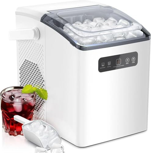 12kg/24h Countertop Ice Maker, Auto-Cleaning & 2-Size Ice, Quiet Portable Machine for Home Kitchen Office, Clear Cube Maker