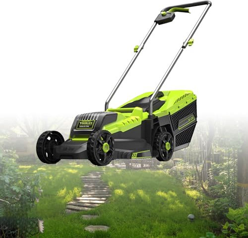 LADECNERHT Arieggiatore Elettrico da 1600 W, Arieggiatore per Prato con Sacco di Raccolta da 35 Litri, Altezza di Lavoro a 3 Posizioni. Due Batterie al Litio da 20 V E 4 Ah. 3400 Giri/Min.