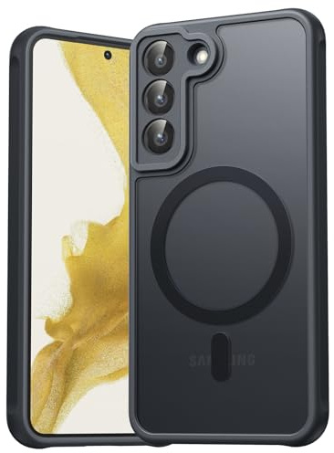 EASDNB für Samsung Galaxy S22 Hülle für Magsafe mit Kameraschutz, Magnetisch Handyhülle für Samsung S22 Hülle, Stoßfeste Kratzfeste Durchscheinende Schutzhülle für Galaxy S22 Case, Schwarz