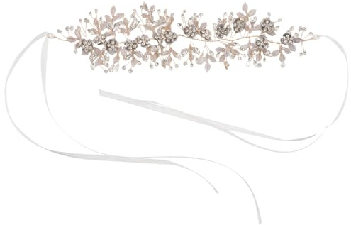 JOINPAYA Braut-haarschmuck mit Goldenem Blättermuster Strasssteinen und Floraler Spitze Stirnband für Hochzeit und Festliche Anlässe