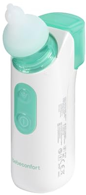 Bebeconfort Mouche Bébé Électrique avec Spray, Dès la Naissance, 2-en-1 Pulvérisation et Aspiration, Rapide et Silencieux, Incl. 2 Embouts en Silicone Lavables, Facile à Nettoyer, Compact
