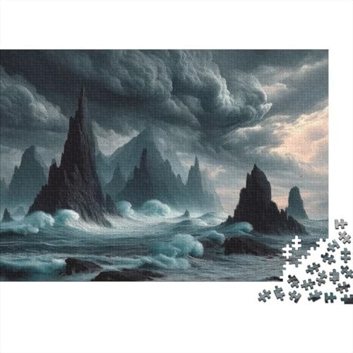 Sturmklippe Puzzle 1000 Teile Erwachsene Mit Passgenauigkeit Panorama-Puzzle Für Achtsamkeit Als Wanddeko Wohnzimmer 38x26cm/1000pcs