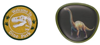Baagl Klett Patches 2er Set für Schulranzen Rucksack Kinder Jungen - Dino | Austauschbare Badges und Klettflächen sorgen für Sammelspaß auf Gymsack und Schultasche zur Individualisierung der Motive.