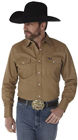 Wrangler Men's Western Work Shirt Firm Finish - Beige (Rawhide) - XX-Large High
