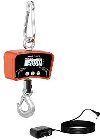 Steinberg Systems SBS-KW-300/100 Kranwaage Hängewaage Zugwaage Digital (300 kg / 100 g, kg/lb, LCD Display, Aluminiumdruckguss, inkl. 3 x AA Batterien) Orange