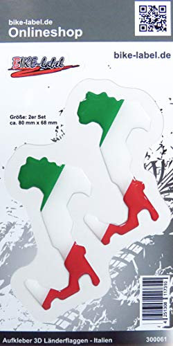 BIKE-label Auto Aufkleber 3D Länder-Flaggen Italien Stiefel 80 x 68mm 300061