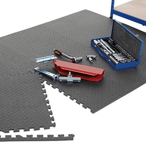BiGDUG Pack Of 6 Garage Interlocking Floor Tile Set Ideal For Workshop Gym Flooring (Pack Of 6 - Black Set 120cm x 180cm)