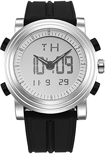 BUREI Digital Herren Uhren Sport Outdoor Armbanduhr Silikon Herren Quarzwerk mit Wecker/Kalender/Stoppuhr/