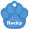 GRAVURZEILE Aluminium Hundemarke mit Gravur - Großes Pfoten Motiv - Personalisiert mir Namen, Symbol & Telefonnummer - wählbare Farbe - für Hunde & Katzen - Größe 3,4 x 3,5 cm - Farbe: Blau