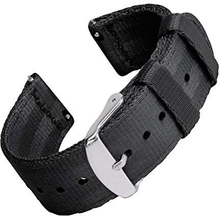 Archer Watch Straps - Premium-Uhrenarmbänder aus Nylon-Sitzgurtmaterial mit Schnellverschluss (Schwarz, 20mm)