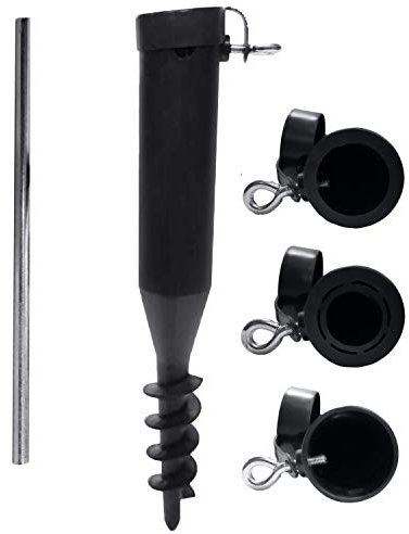 Plastic Ground Spike for Rotary Washing Line - Screw In Earth Anchor Clothes Dryer Pole Base - Beach Parasol Holder Soil Stand