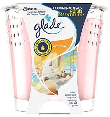 Glade Duftkerze mit ätherischen Ölen gegen Tabak, 30 Stunden Duft, 129 g