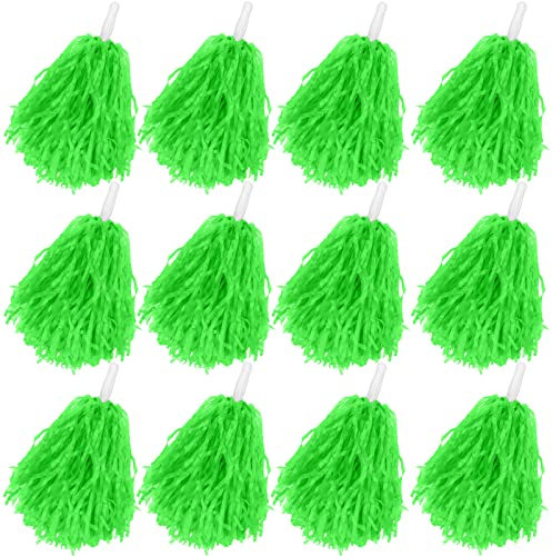 Faxco Kunststoff-Pompons, Cheerleading-Pompons, Sport, Tanz, Kunststoff-Pompons für Fans, Cheering Squad, Cheering Team, Grün, 12 Stück