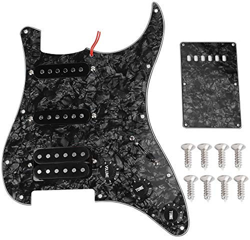 RiToEasysports 11 Prewired Loaded Pickguard, E-Gitarre SSH Humbuckers Pickguard für E-Gitarre(Schwarze Perle)