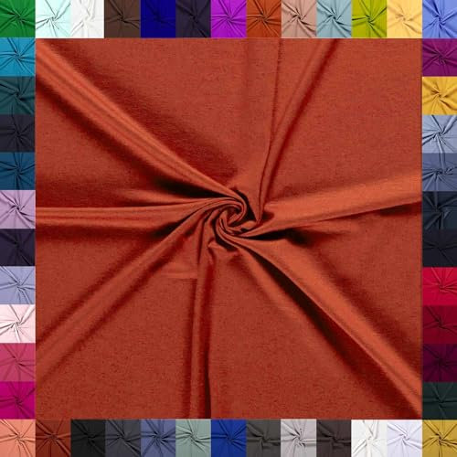 0,5m Baumwoll-Jersey uni 8% Elasthan Baumwollstoff elastisch Meterware Jersey-Stoff Oeko-Tex Kl 1, Farbe:braun