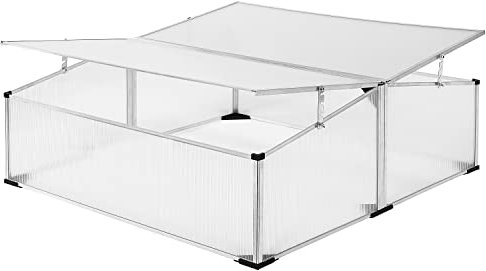 Mini-Serre de Jardin Serre à tomates Transparent 1,21m² 110x110x40cm Aluminium Inoxydable plaques Polycarbonate 4 mm semis légumes Plantes