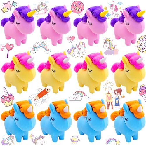 12 Cancellare Unicorno Gomme Gomma Unicorno per Compleanno e Festa per Bambini