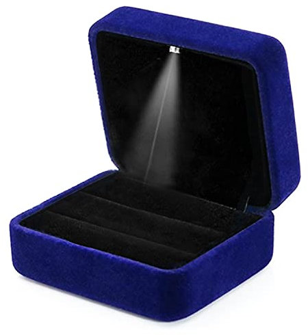 GBYAN Ringschachtel Ring Box mit Led Licht 2 Steckplätze Ringetui Samt Schmuck Geschenkbox für Hochzeit, Engagement