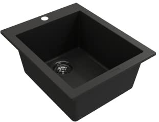 BOCCHI Campino Uno Dual Mount Granite Composite 16 in. Single Bowl Bar Sink with Strainer in Matte Black