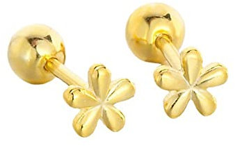 18G Tiny Flower Stud Cartilage Earrings for Women Girls 925 Sterling Silver Mini Cute Daisy 3mm Ball Barbell Screw Back Studs Sleeper Tragus Post Minimalist Hypoallergenic Piercing Body Jewelry (Gold)