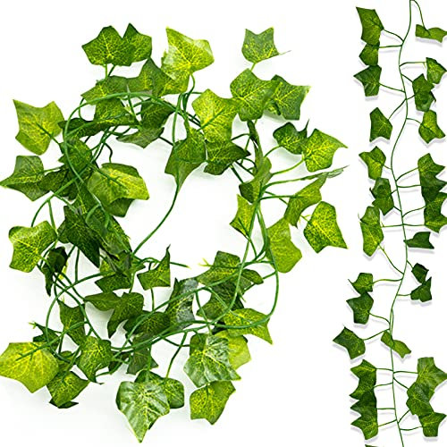 LAMXD Lierre Artificiel Guirlande, 1 Pcs Faux Lierre Vigne Plantes Feuillage Vertes Décoration Interieur Extérieure pour Mariage, Fêtes, Célébration, Cuisine, Bureau, Jardin et Décoration Murale