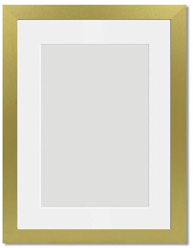 Alison Kingsgate Gold A4 Frame With Mount For A5 Size (14.8 x 21cm) - Modern Design Gold A4 Picture Frame With Mount with Safe Perspex Front & Wall Hanging Hooks - Handmade Frames