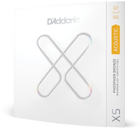 D'Addario XS Phosphor Bronze Beschichtete Akustikgitarrensaiten 12-56 | XS Phosphor Bronze Akustikgitarrensaiten bieten warmen Klang, lange Haltbarkeit, Stimmstabilität und Spielkomfort.