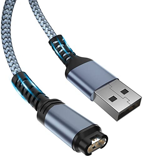 1.2M Chargeur Cable pour Garmin Montres, Nylon Chargeur Cable pour Garmin Fenix 7 7S 7X 6 6S 6X Pro 5 5S 5X Plus Forerunner 45 45S 245 745 935 945 Approach S10 S40 S60 Vivoactive 3 4 4S Vivomove 3 3S