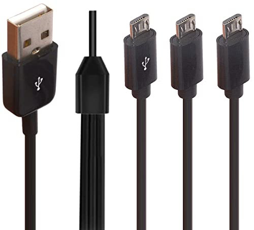 HUHANGGod Micro USB Y Splitter Cable, 3 in 1 Micro USB Charging Cord - USB 2.0 A Male to 3 Micro USB Male Multi Micro USB Data Sync & Charging Adapter Cable Split Micro USB Connection Lead 30cm
