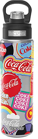 Tervis Coca-Cola Aufkleber, 3-wellig, isolierter Becher, Reisebecher, hält Getränke kalt, 680 ml breite Öffnung, Edelstahl
