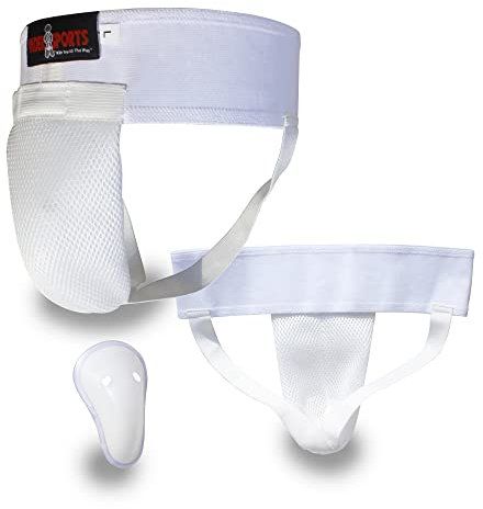 Tiefschutz für Kampfsport-Training, für Herren, Cricketschutz, Weiß, Größe XS / Kinder 4–7 Jahre