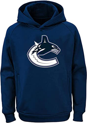 Outerstuff NHL Youth 8-20 Team Color Performance Primary Logo Pullover Sweatshirt Hoodie, Vancouver Canucks Navy, 8
