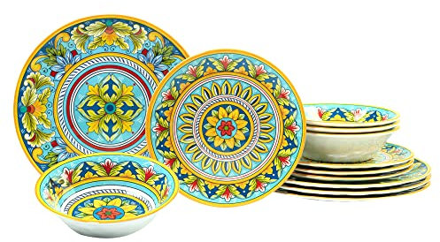 Certified International Palermo Geschirr-Set, Melamin, 12-teilig, mehrfarbig