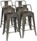 COSTWAY Lot 4 Tabourets de Bar Empilable en Métal avec Dossier Bas Amovible, Hauteur d'Assise 60 CM, Pieds en Caoutchouc Antidérapants, Tabourets Hauts de Bar pour Bistrot, Cuisine, Café