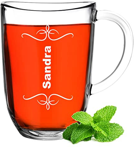 Bicchiere da tè con incisione personalizzata – Leonardo Henkel – per tè e cappuccino – tazza da caffè – regalo personalizzato – adatto per compleanno e Natale – regalo di anniversario