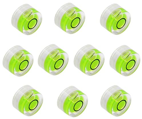 WOYISEPG 10Pcs Bubble Spirit Levels Mini Circular Bullseye Bubble Level Small Round Spirit Level Measuring Layout Tools (10x6mm, Non-Adhesive)