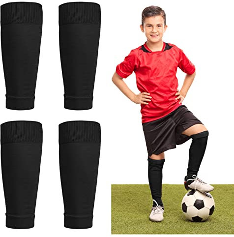 Football Sock Sleeves Soccer Shin Guards Sleeves White Team Leg Sock Sleeve Cut Soccer Socks for Football Games Beginner(Kids)