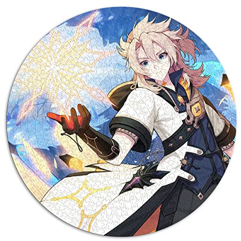 Puzzles für Erwachsene 1000 Teile Genshin Impact Albedo Kreative runde Puzzles für Erwachsene und Kinder Papppuzzles Tolles Geschenk für Erwachsene (Größe 67,5 x 67,5 cm)