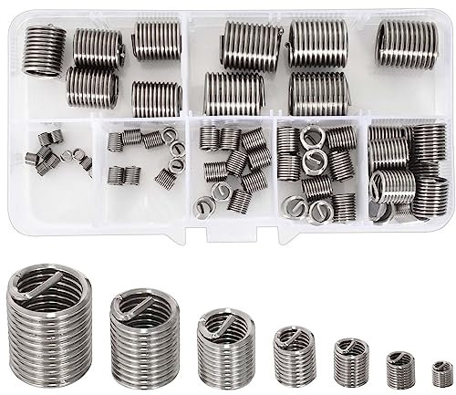 60 Stücke M3 M4 M5 M6 M8 M10 M12 Edelstahl Helicoil Typ Drahtgewinde Schraubeinsätze Reparatur Werkzeug Kit, Laufdraht Gewindeeinsätze Muttern Einschraubmutter Installation Set
