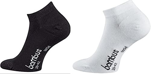 FussFreunde 6 Paar Bambus-Socken, Kurzsocken/Sneaker-Socken und Anti-Loch-Garantie(as3, numeric, numeric_39, numeric_42, regular, regular, Sneaker/Schwarz/Weiß)